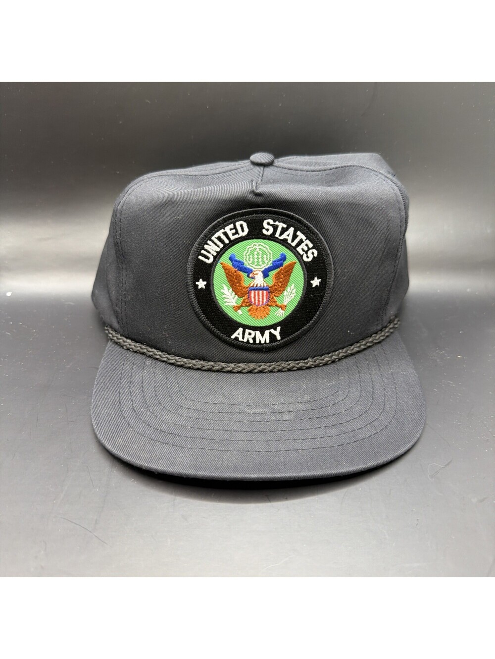 Vintage Trucker Hat U.S. Army Veteran Militaria Theme Black Hat/Cap